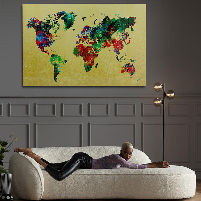 德國KARE Design-世界地圖玻璃掛畫